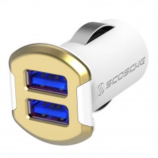 Scosche Revolt Dual 2-Port 12W Car Charger (White/Gold)