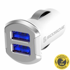 Scosche Revolt Dual 2-Port 12W Car Charger (White/Silver)