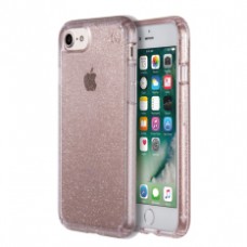Speck Presidio Clear + Glitter Phone Case for iP7 (Gold Glitter/Rose Pink Clear)