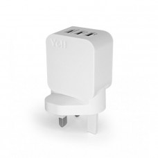 Yell 3 Ports USB Power Adapter (BS plug) - White